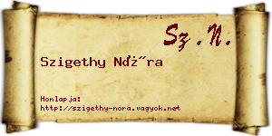 Szigethy Nóra névjegykártya
