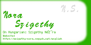 nora szigethy business card